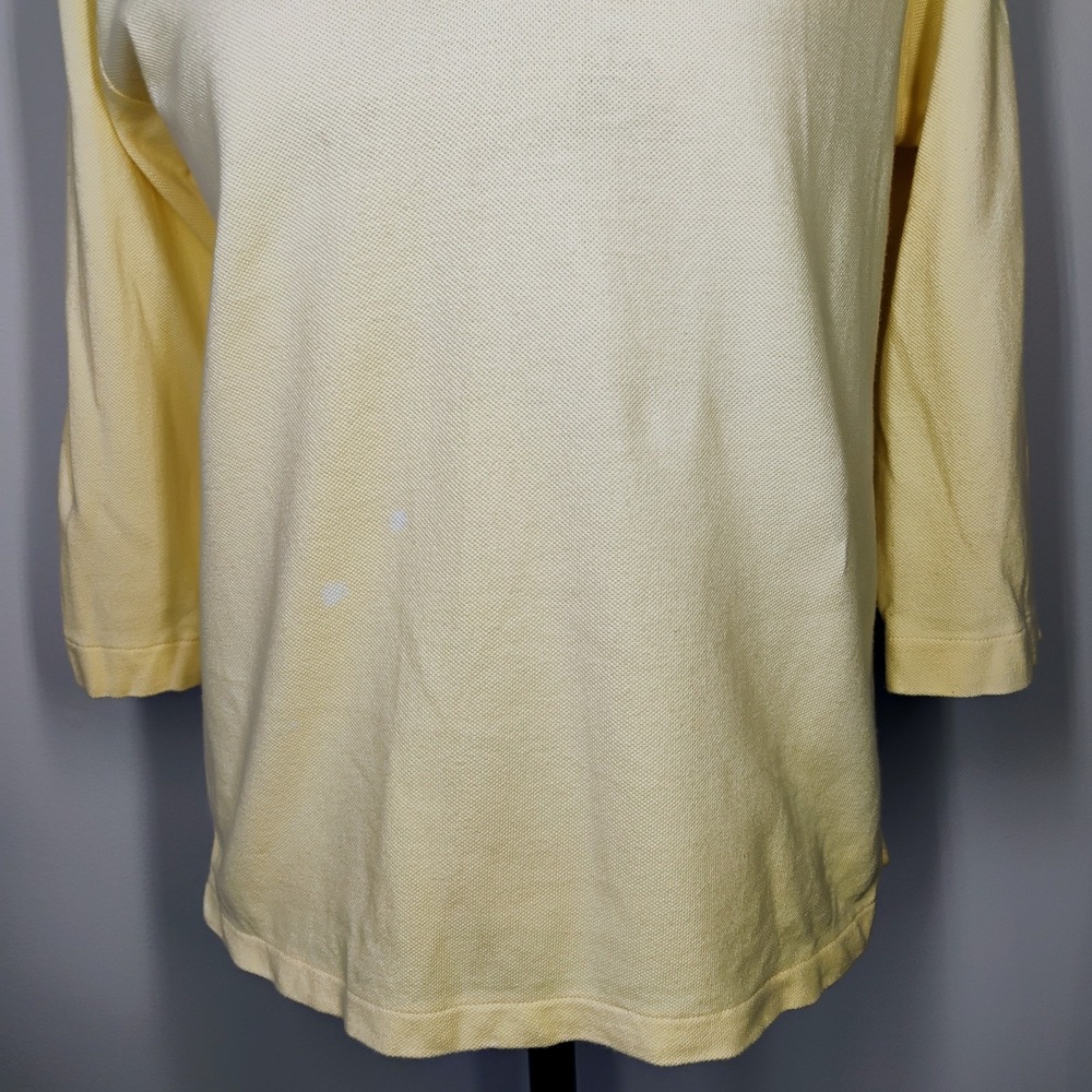 Vintage Ralph Lauren Sport Polo Shirt Women Large Butter Yellow Pony Logo Preppy - Picture 4 of 12